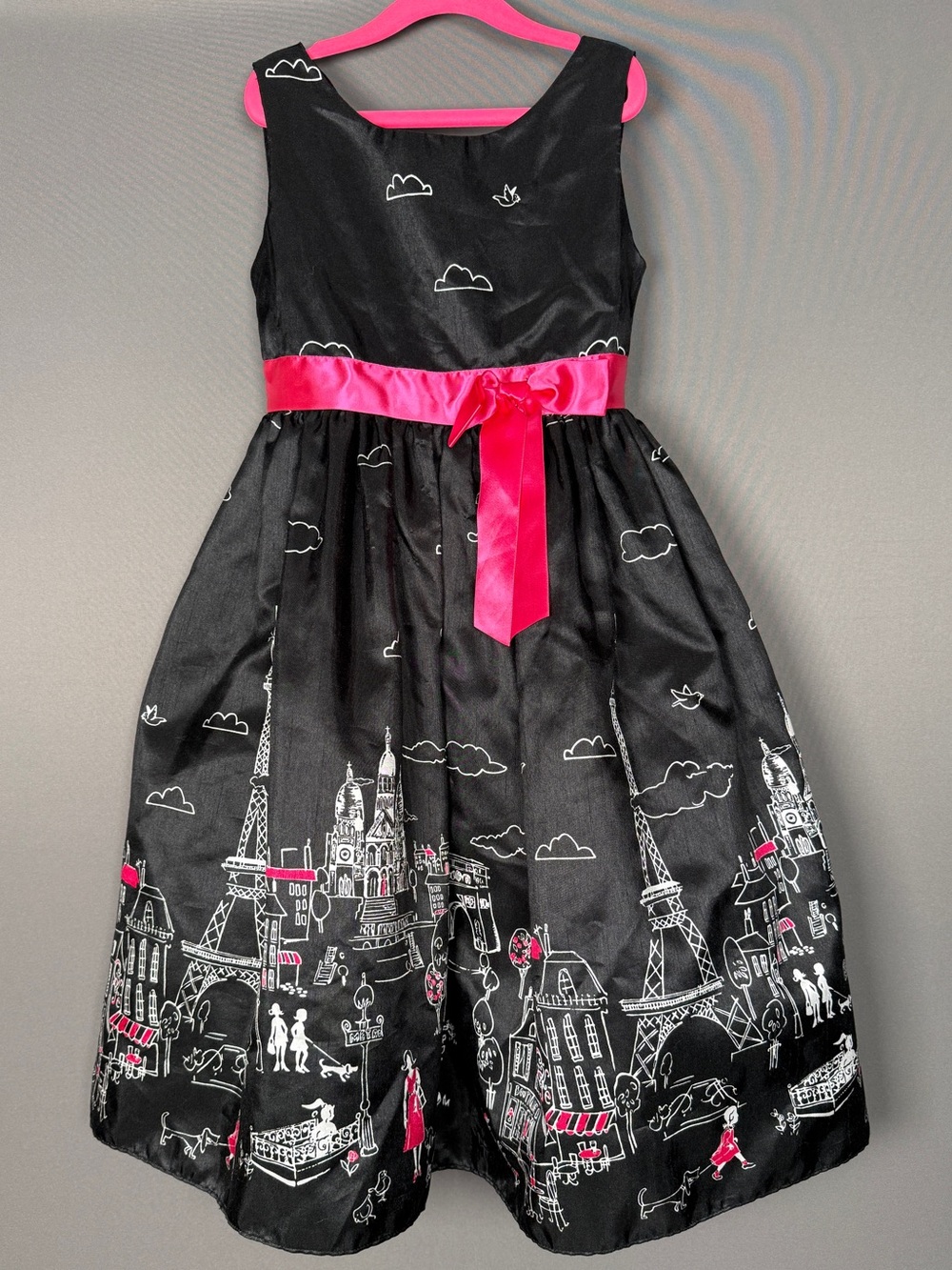 Rare Editions Black Paris print dress